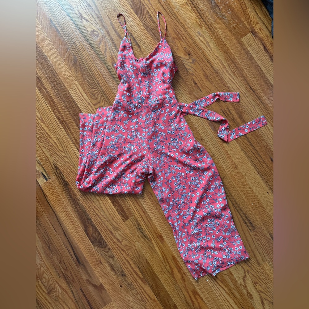 Banana Republic Floral Wide-Leg Cropped Jumpsuit with Belt Size 4
